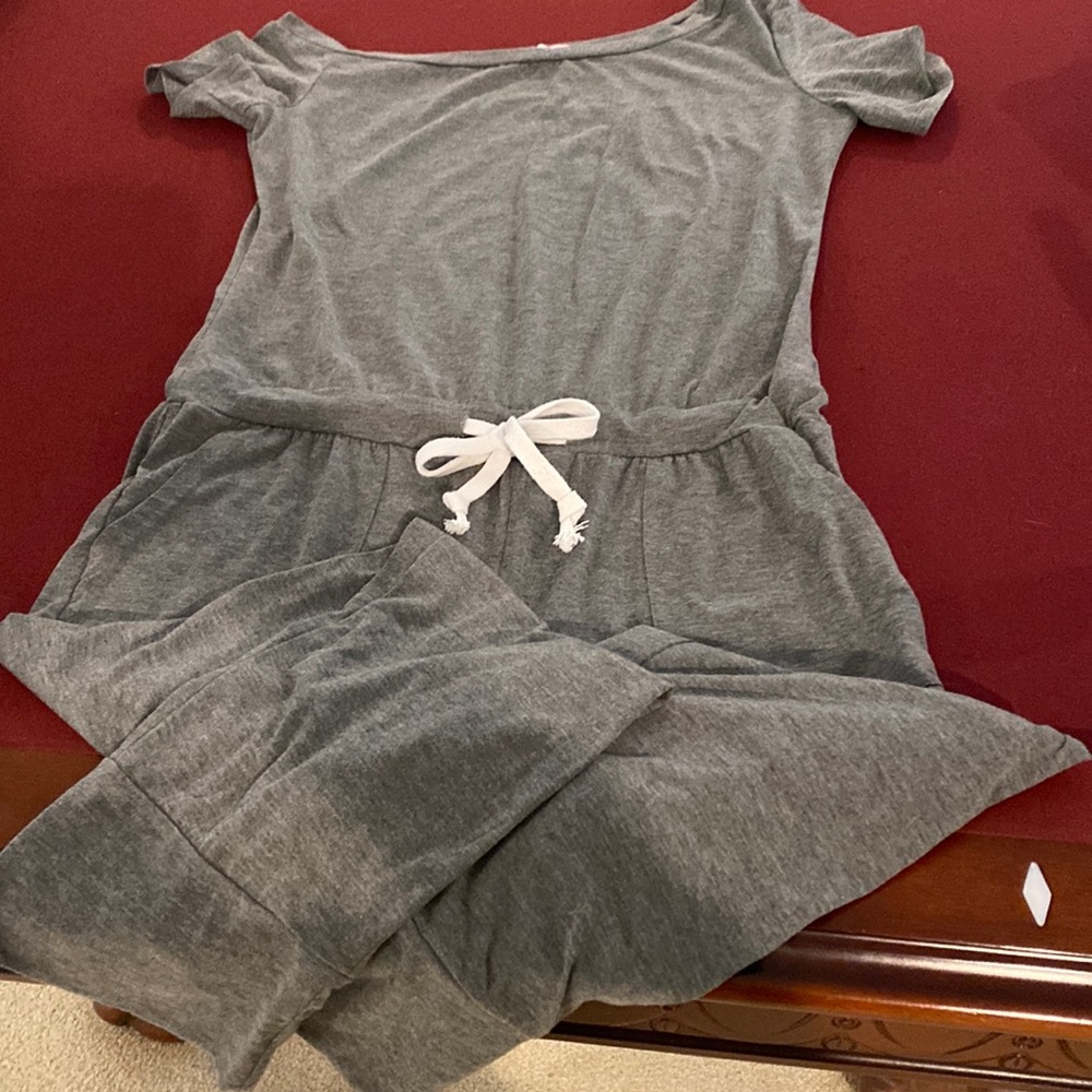 Off the shoulder knit jumpsuit - gray - size large